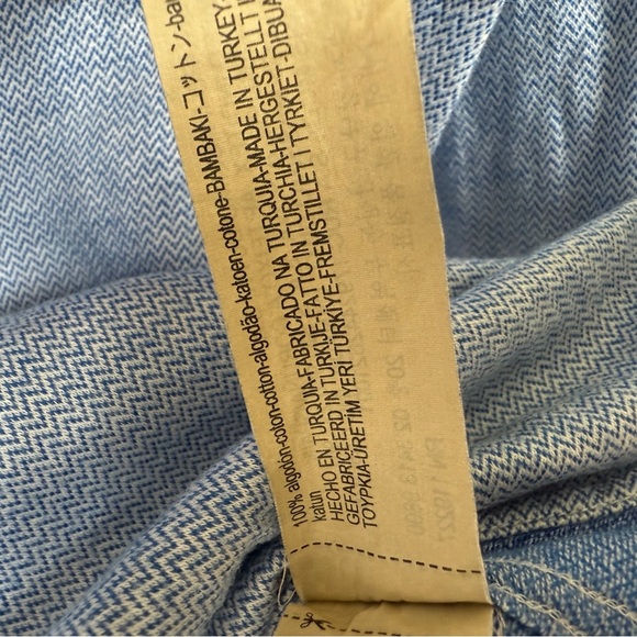 Massimo Dutti Men's 2XL Blue Herringbone Button-Up Shirt Long Sleeve Cotton - Picture 8 of 8